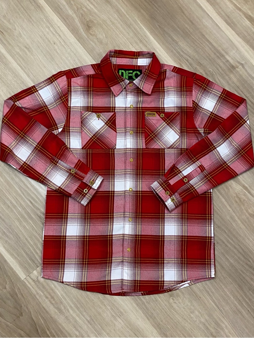 Dixxon Flannel Shirt Youth XL Red White Plaid DFC Youth Division Button Up